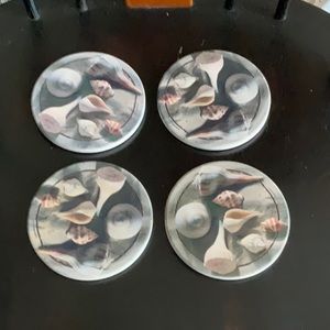 Set of 4 Stone Coastal/Shell Coasters